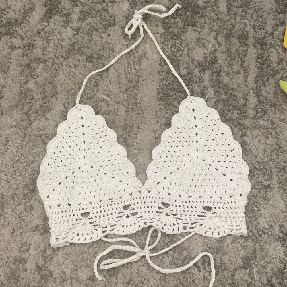 White Crochet Crop top Size Small NWOT